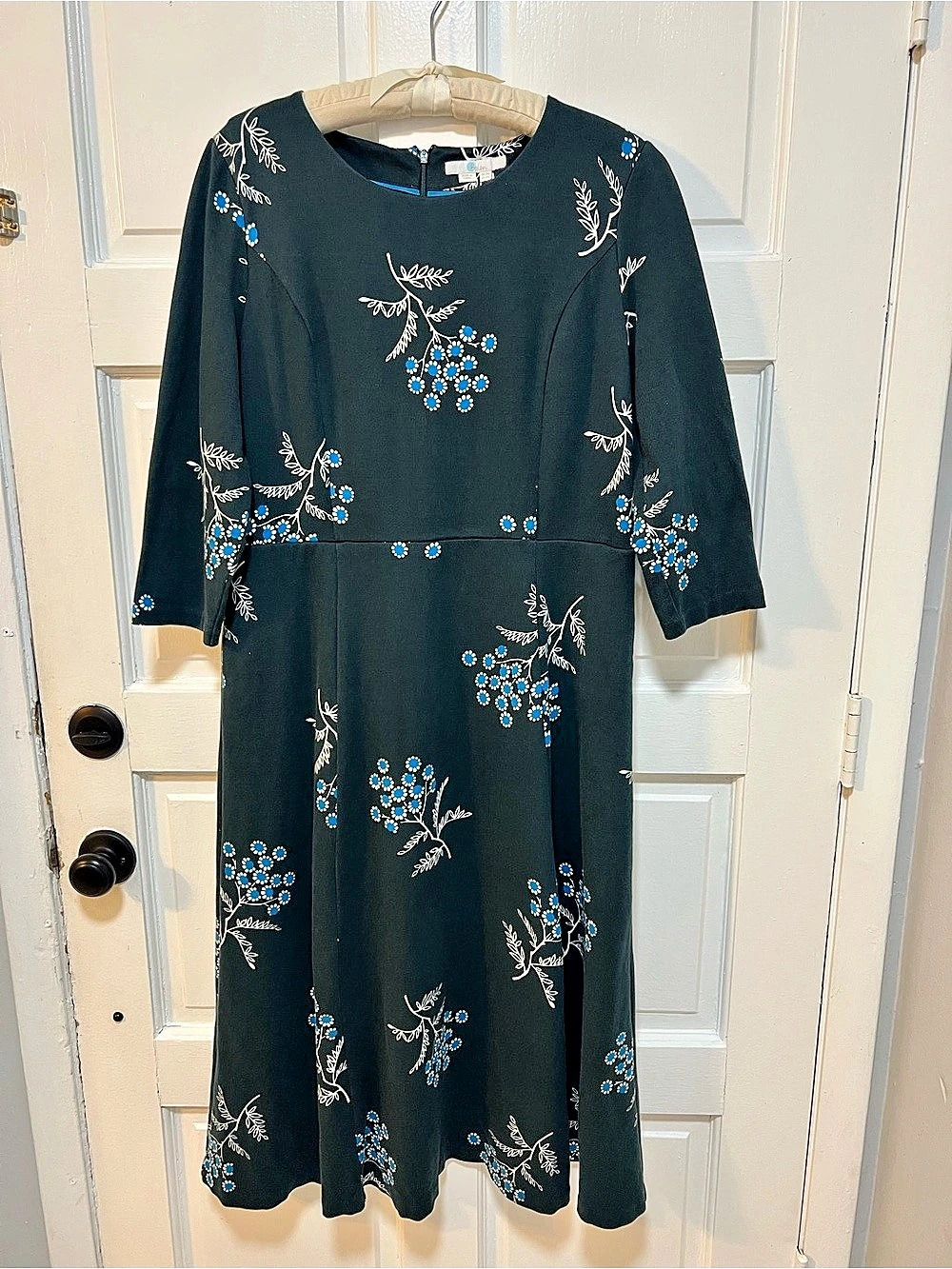 Boden Nancy Ponte Midi Dress Green Floral
